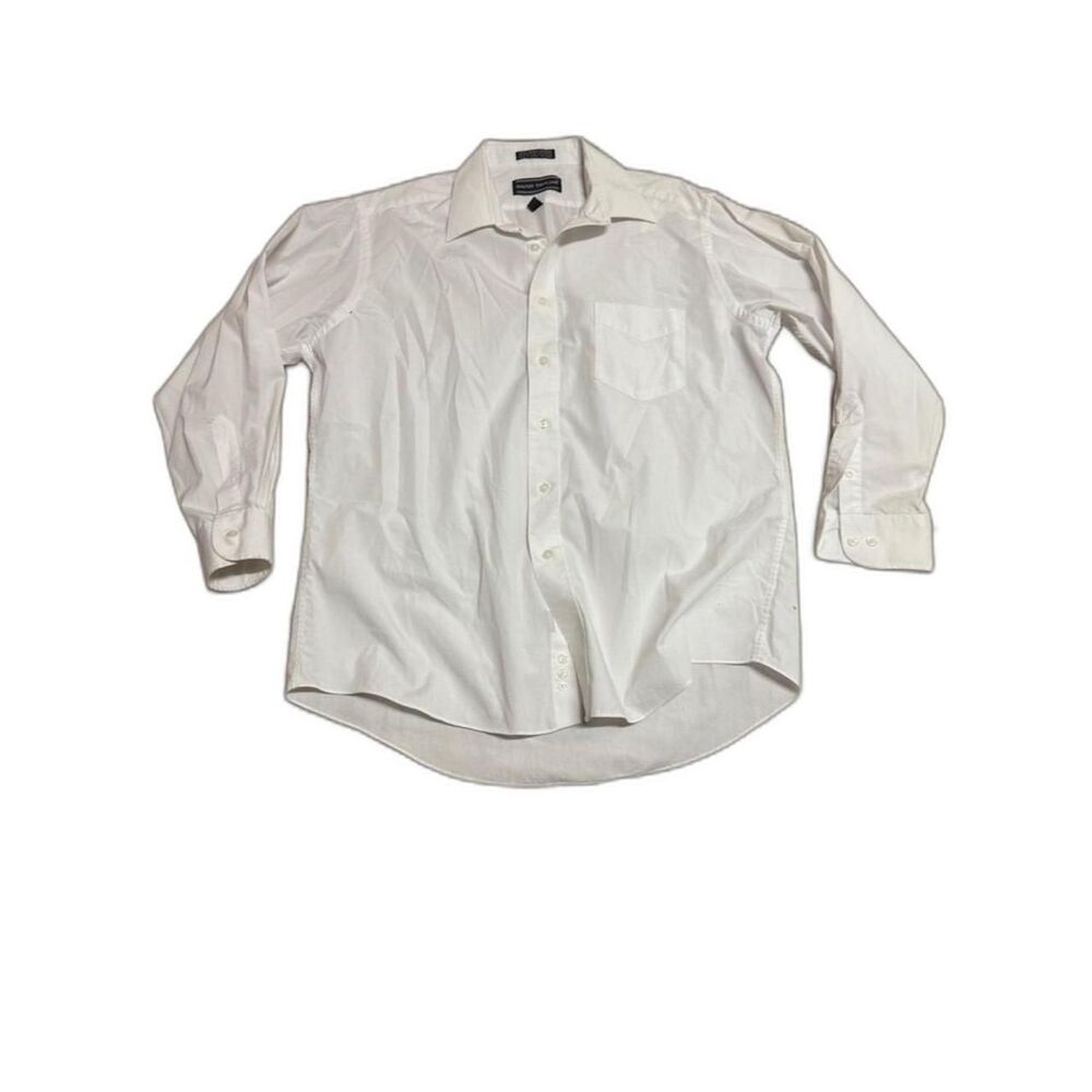 Classic white button-up dress shirt by David Taylo Men's White Shirt